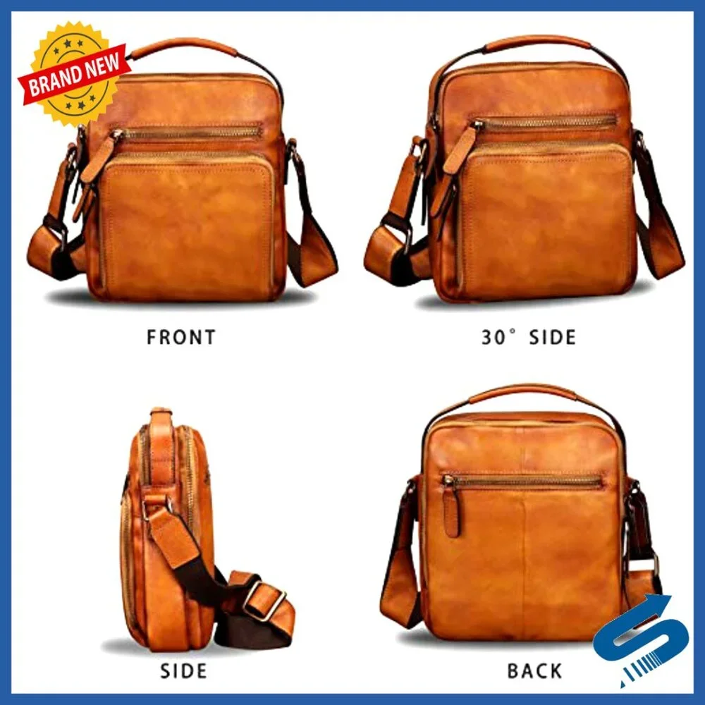 Genuine Leather Messenger Bag Crossbody Shoulder Satchel Medium Size